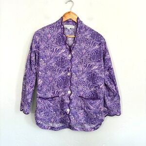 Heidi Carey Pajama Top Women Size XS Purple Swirl Long Sleeve